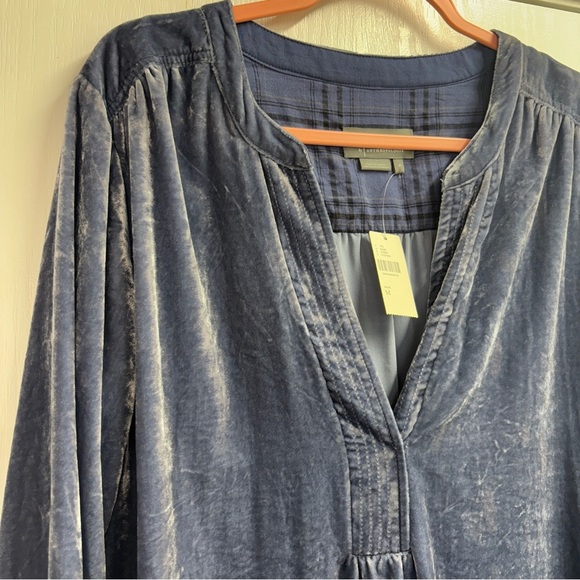 NWT Anthropologie Melody Crushed Velvet Blue Long Sleeve Tunic Mini Dress - Picture 6 of 10